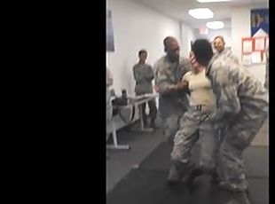 Sexy Air Force Girl Gropes a Guy