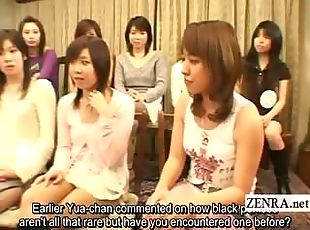 Subtitled Japanese students CFNM with large black man